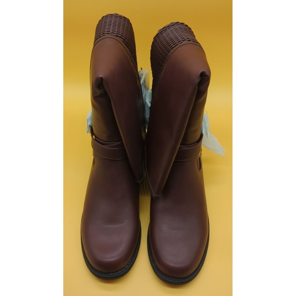 Shoe Dazzle Tessa Textured Flat Boot Women’s Sz 9.5 Bordeaux Riding Boot - Picture 5 of 15